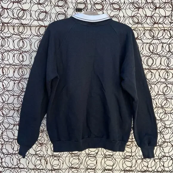 Vint. 90s Fall Harvest Cowboy Boot Cornucopia Floral granny collared sweatshirt - Picture 3 of 6